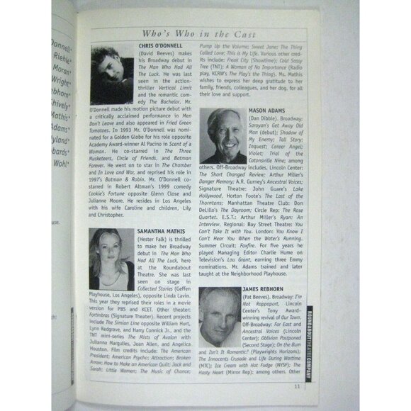 Arthur Miller Man Who Had All the Luck Stagebill June 2002 Chris O'Donnell - Picture 4 of 6